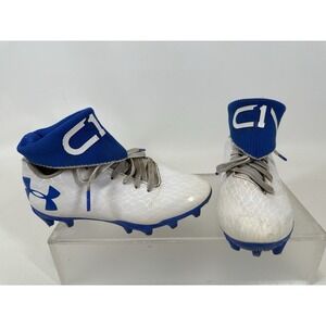 Under Armour C1N MC Jr. Football Cleats Youth Size 1Y 3022670-101 White Blue